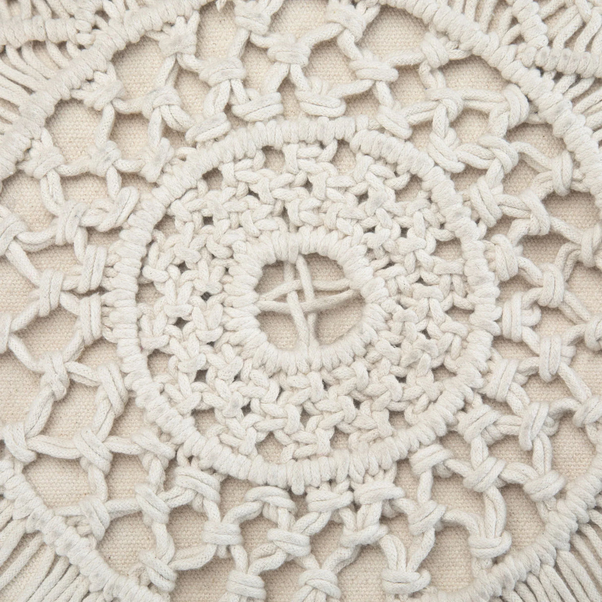 Coates - Round Macrame Pouf - Natural - Furniture Home Direct