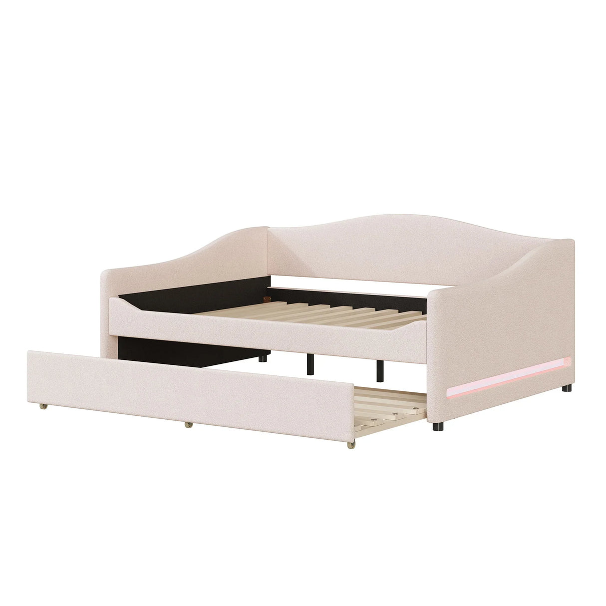 Upholstered Daybed With Light And Trundle - Furniture Home Direct