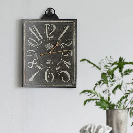 Large Vintage Rectangular Wall Clock With Numerals, Home Decor Accent Clock - White / Black - Furniture Home Direct