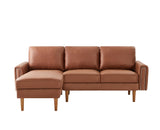 82.2" Suede Sofa with Left Facing Chaise, Brown - Furniture Home Direct