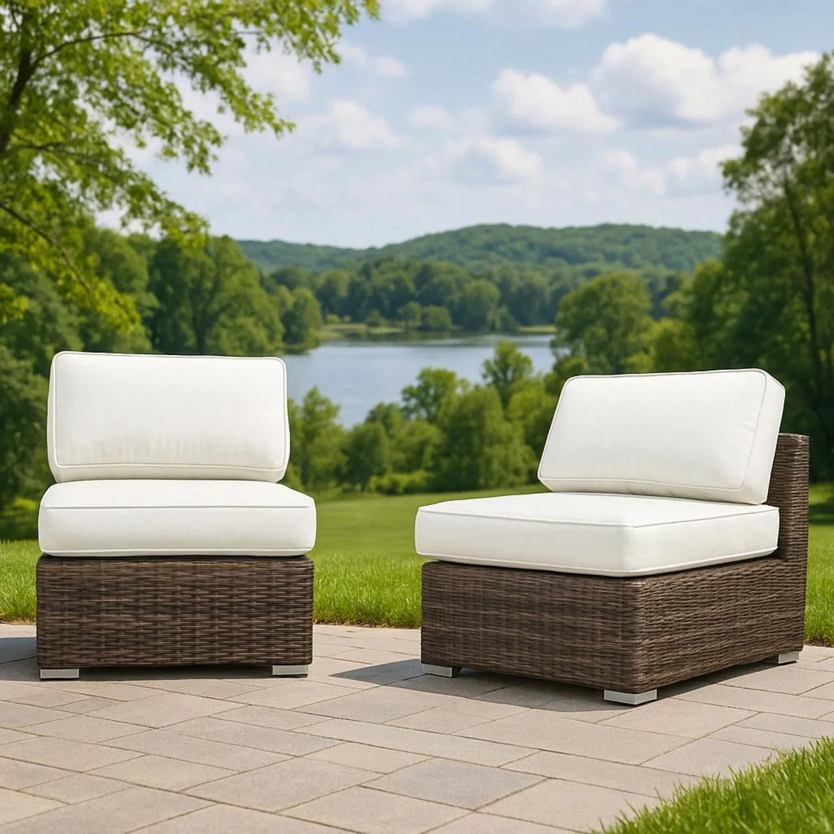 Armless Patio Chair With Cushions - Furniture Home Direct