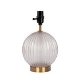 Serenity - Round Ribbed Lamp Base Clear Table Lamp Large Linen Shade - Clear / Gold / Natural - Furniture Home Direct