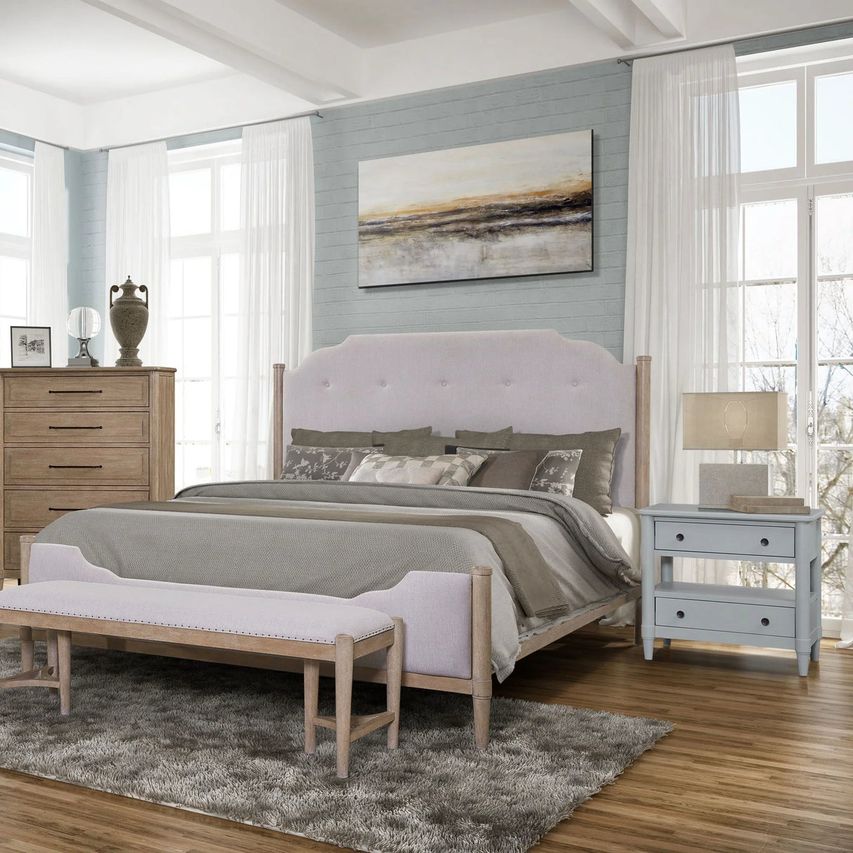 Open Nightstand With 2 Drawers - Furniture Home Direct