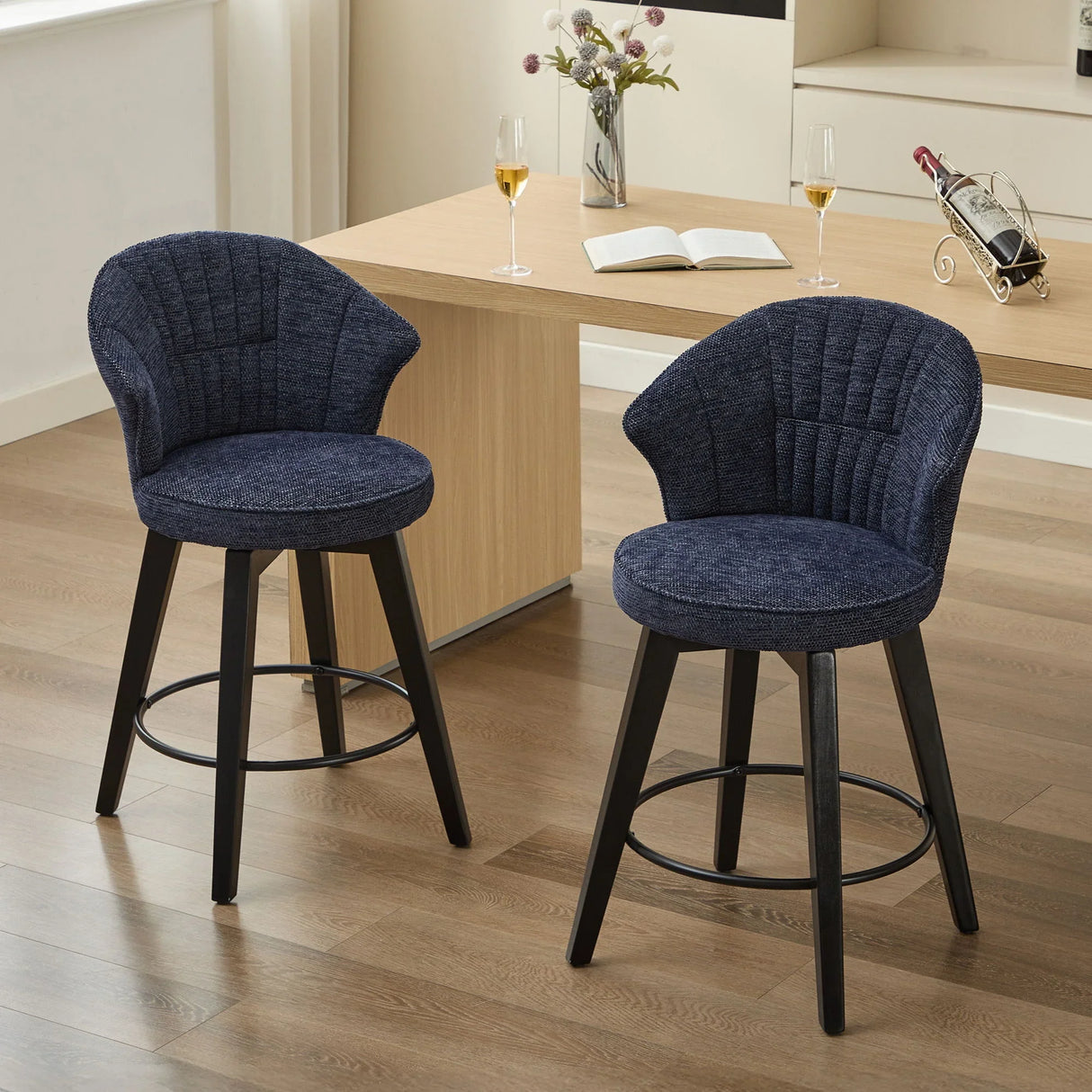 Wing Back Swivel Bar Stools (Set of 2) - Furniture Home Direct