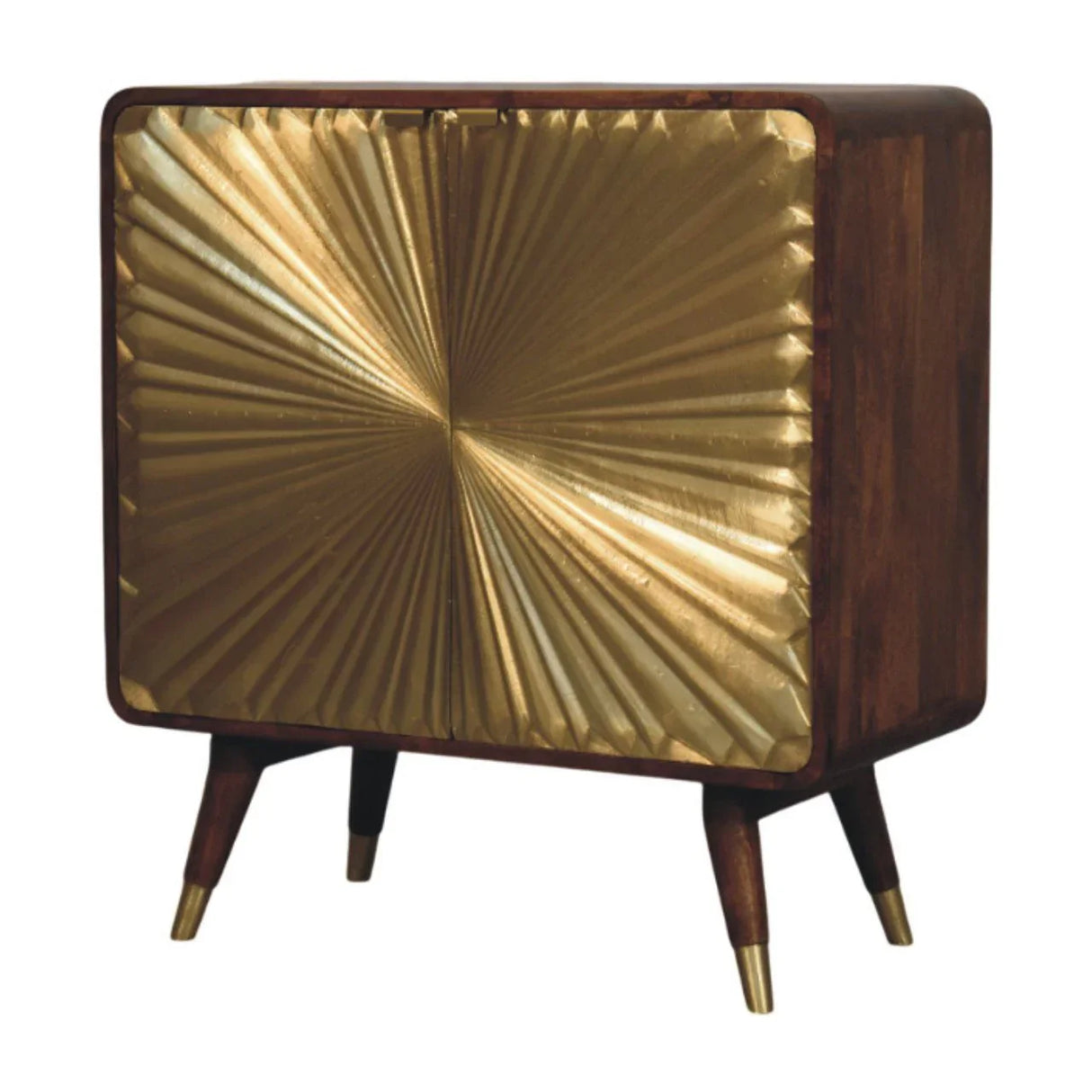 Avora - Brass Embossed 2 Door Cabinet - Brown / Golden - Furniture Home Direct