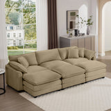 Modern Oversized Modular Cushion Sofa With Ottoman, Low Back, Deep Seating Sofa Set - Furniture Home Direct
