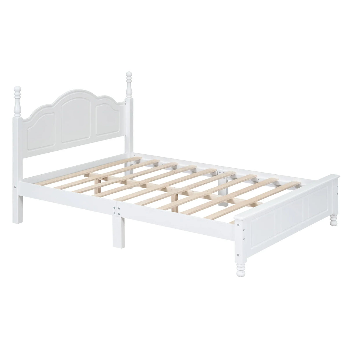 Platform Bed Full Size Wood Slat Support Headboard White - Furniture Home Direct