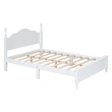 Platform Bed Full Size Wood Slat Support Headboard White - Furniture Home Direct