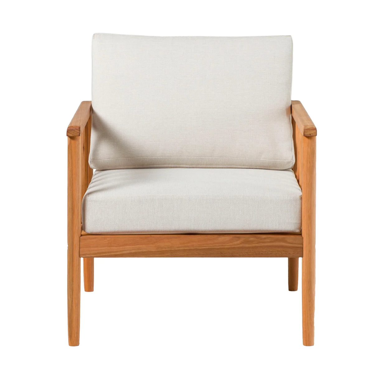 Contemporary Cushioned Eucalyptus Wood Patio Accent Chair - Furniture Home Direct