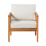 Contemporary Cushioned Eucalyptus Wood Patio Accent Chair - Furniture Home Direct