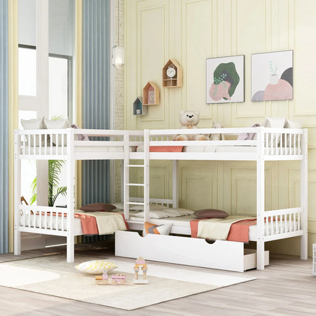L Shaped Bunk Bed With Drawers - Furniture Home Direct