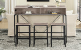Console Table Set With LED Light Power Outlet Grey - Furniture Home Direct