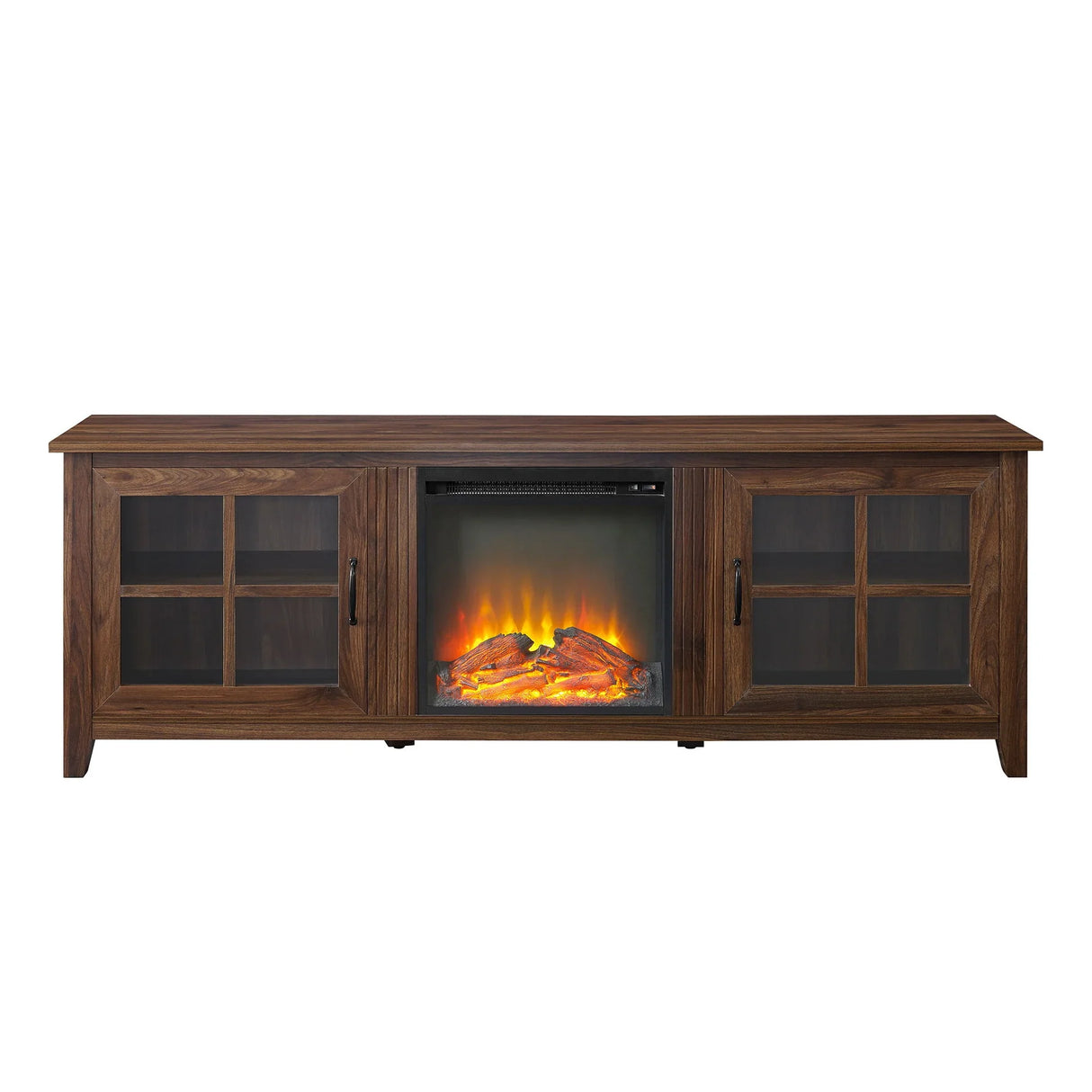 Modern Farmhouse 2 Door Glass Windowpane 70" TV Stand For 80" TVs - Furniture Home Direct