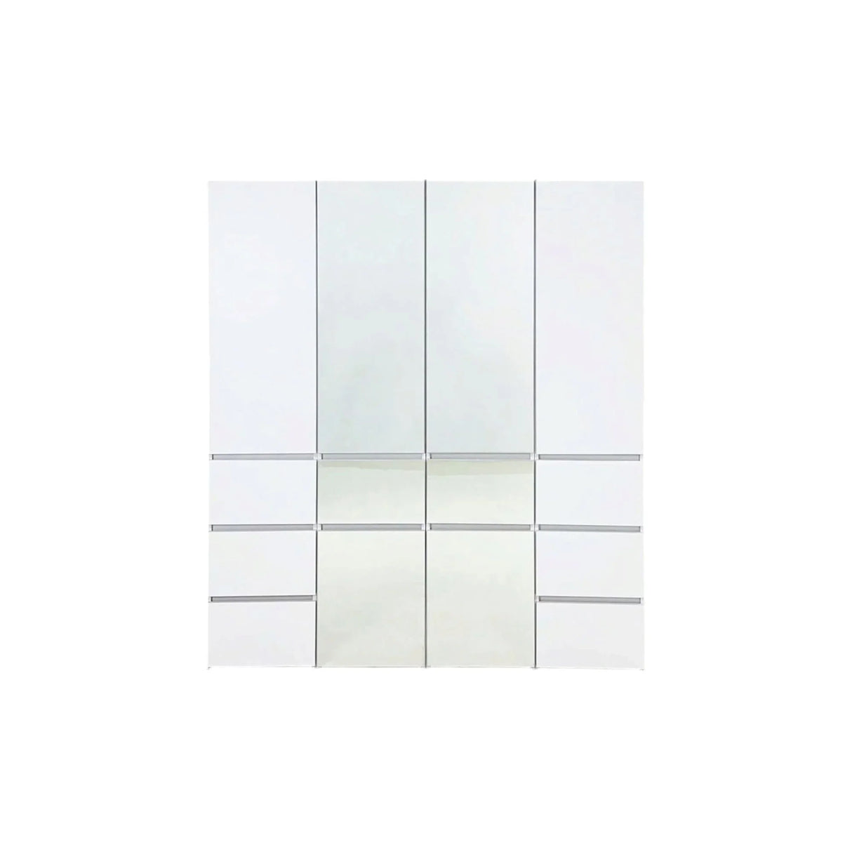 Elise - Modular Wood Closet System With Mirror In Durable Melamine And Wood Customizable Storage - White