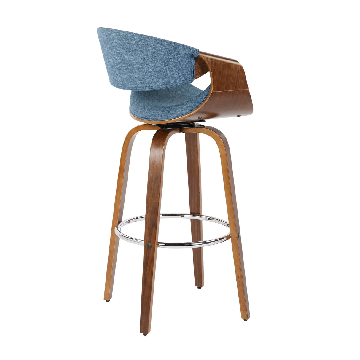 Curvini Mid - Century Modern Fixed Height Barstool With Swivel (Set of 2) - Furniture Home Direct
