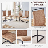 Dining Chairs Upholstered Modern Cantilever Steel Brown - Furniture Home Direct
