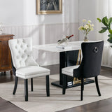 Nikki - Modern, High-End Tufted Solid Wood Contemporary PU And Velvet Upholstered Dining Chair With Wood Legs Nailhead Trim (Set of 2) - Furniture Home Direct