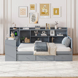 Daybed With 3 Drawers USB Ports And Desk - Furniture Home Direct