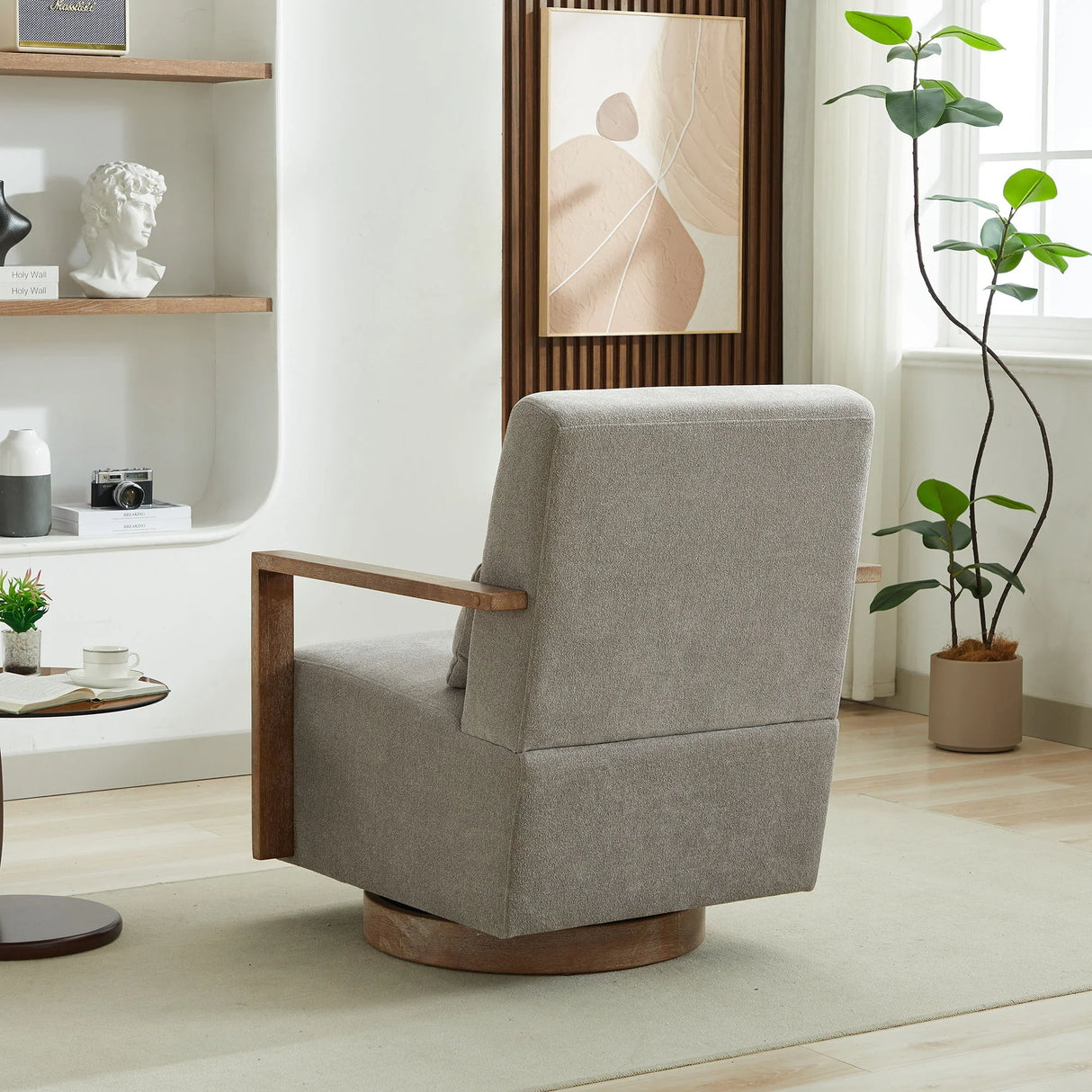 Swivel Modern Upholstered Accent Chair With Armrests - Furniture Home Direct
