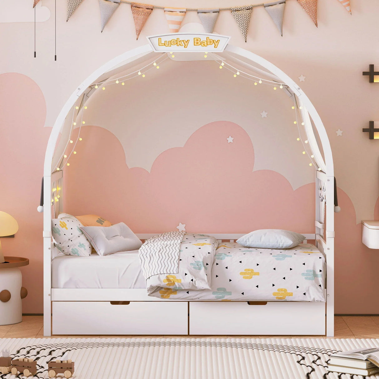 Bed With Arched Roof And 2 Drawers - Furniture Home Direct