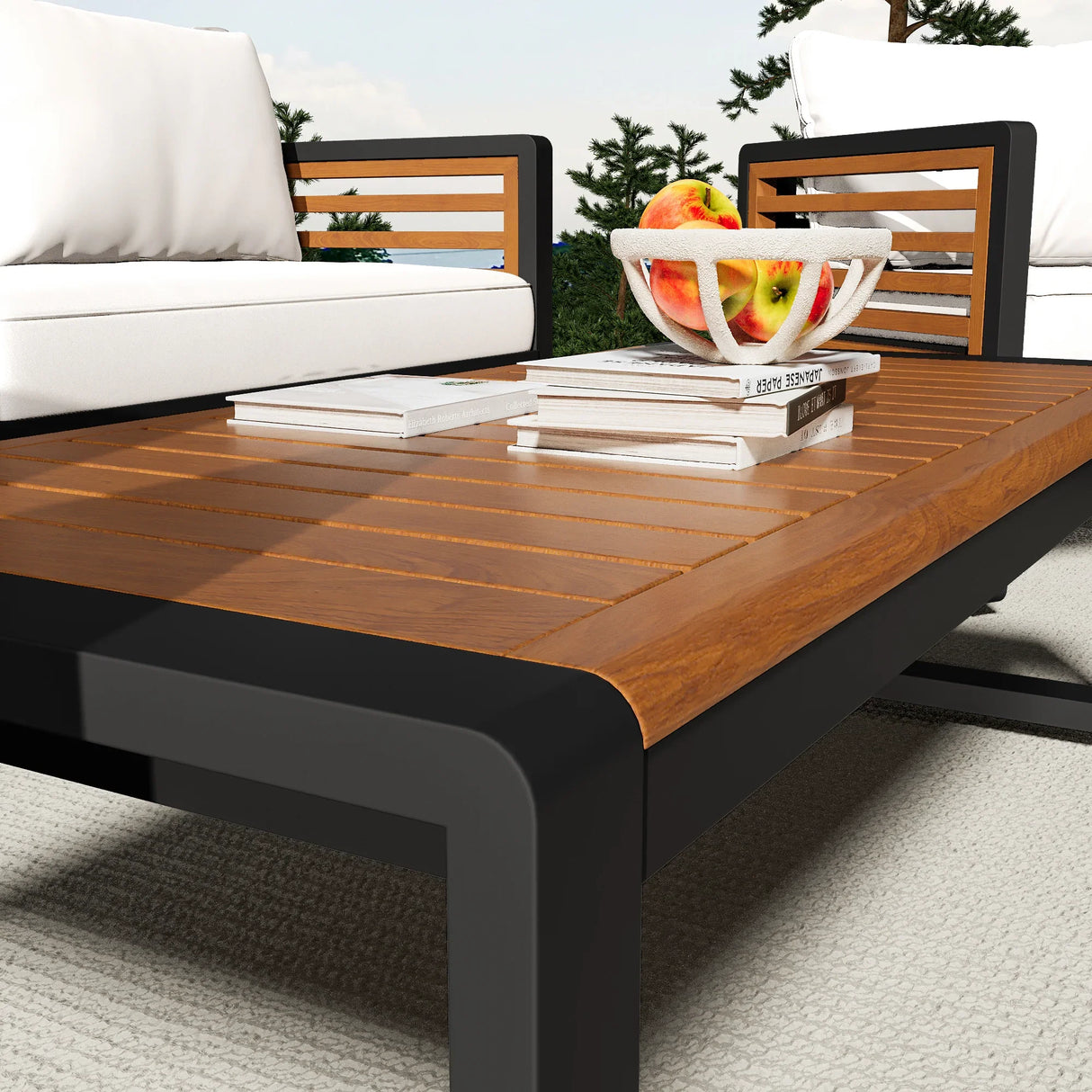 4 Piece Outdoor Conversation Set - Beige - Furniture Home Direct