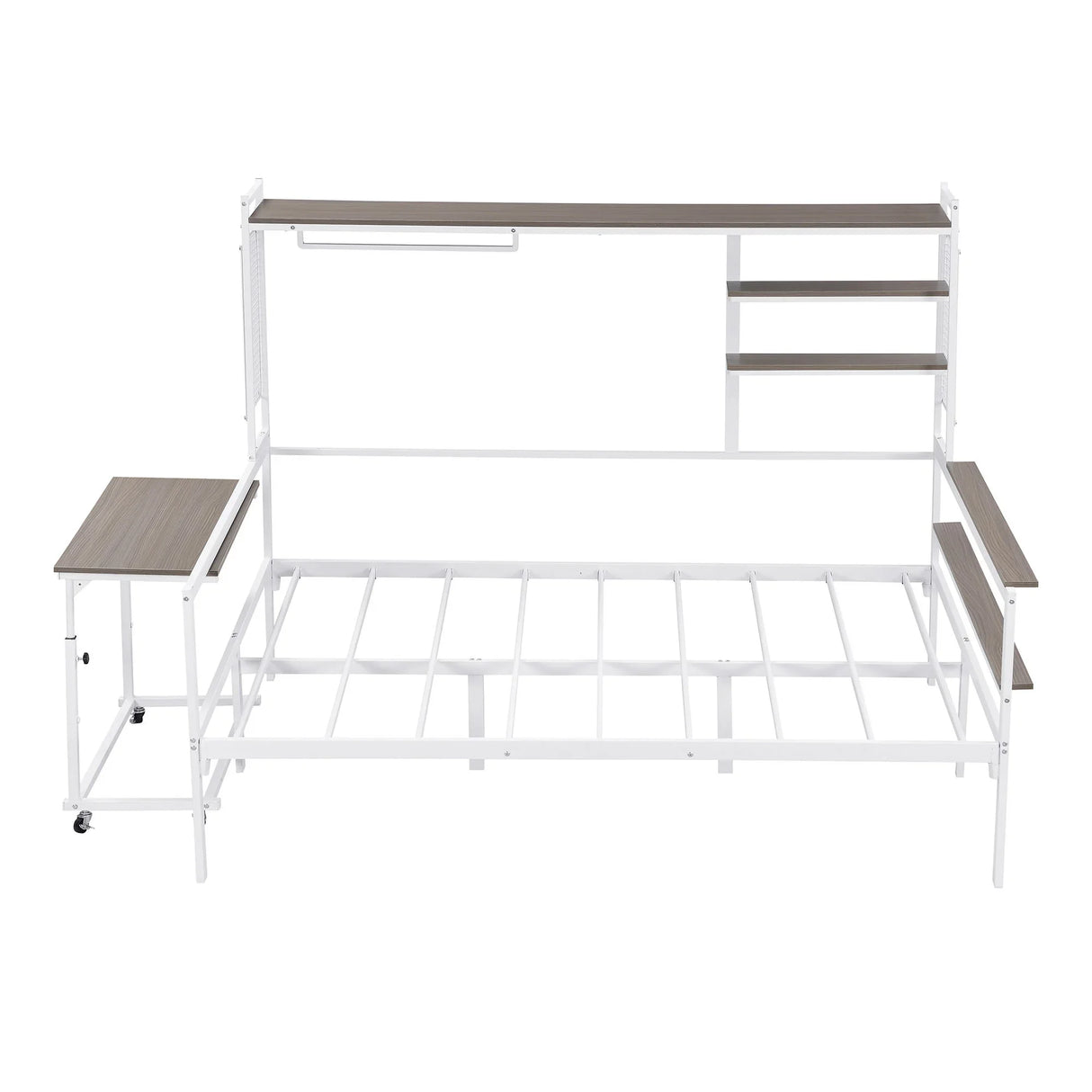 Daybed With Movable Desk, Grid, Shelves And Clothes Hanger - Furniture Home Direct
