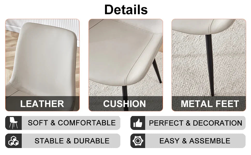 Dining Chairs Faux Leather Set Of 6 Modern Light Gray - Furniture Home Direct