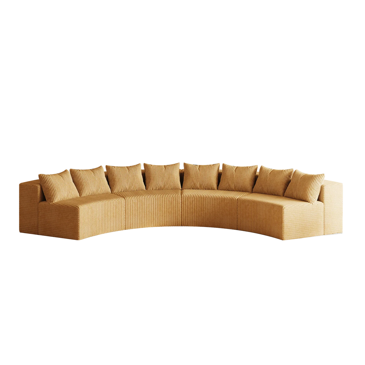 Corduroy curved Modular sectional with 8 pillows - Yellow - Furniture Home Direct