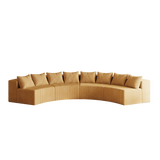 Corduroy curved Modular sectional with 8 pillows - Yellow - Furniture Home Direct