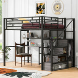 Metal Loft Bed With Wardrobe, Desk, Storage Shelves - Furniture Home Direct