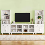 Farmhouse TV Stand With Solid Wood Gourd Shaped Legs For TVs Up To 70" - Furniture Home Direct