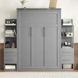 Murphy Wall Bed With Shelves, Drawers And LED Lights - Furniture Home Direct