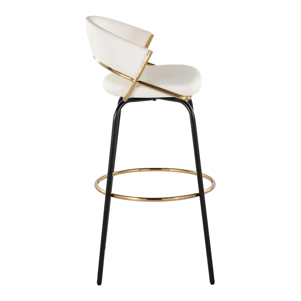 Jie - Fixed Height Contemporary Barstool With Swivel Round Footrest (Set of 2) - Furniture Home Direct