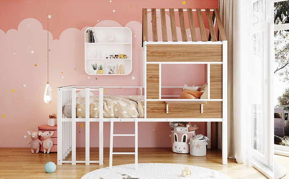 Loft Bed With Roof, Window, Guardrail, Ladder - Furniture Home Direct