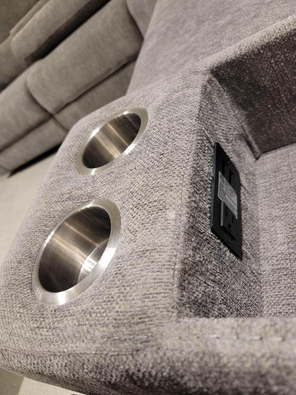 Power Reclining Sectional Sofa With Headrests Light Gray - Furniture Home Direct