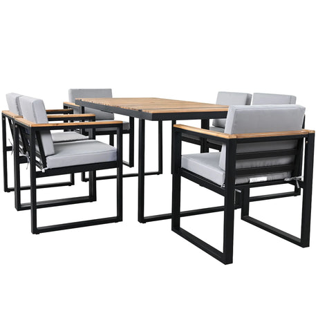 7 Pieces Outdoor Dining Set Patio Dining Table And Chair Set With And Removable Cushions For Patio - Furniture Home Direct
