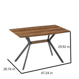 Modern Minimalist Style Dining Table MDF Wooden Top Metal Shelf Metal Heat Transfer Legs Leveling Feet For Dining Room Kitchen Office Table - Walnut / Black - Furniture Home Direct