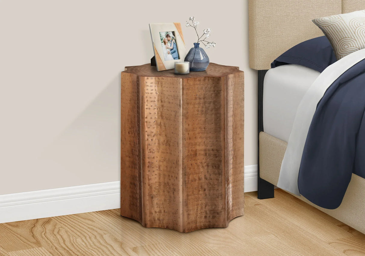 Drum Accent Side Table, Stylish Scalloped Design - Furniture Home Direct