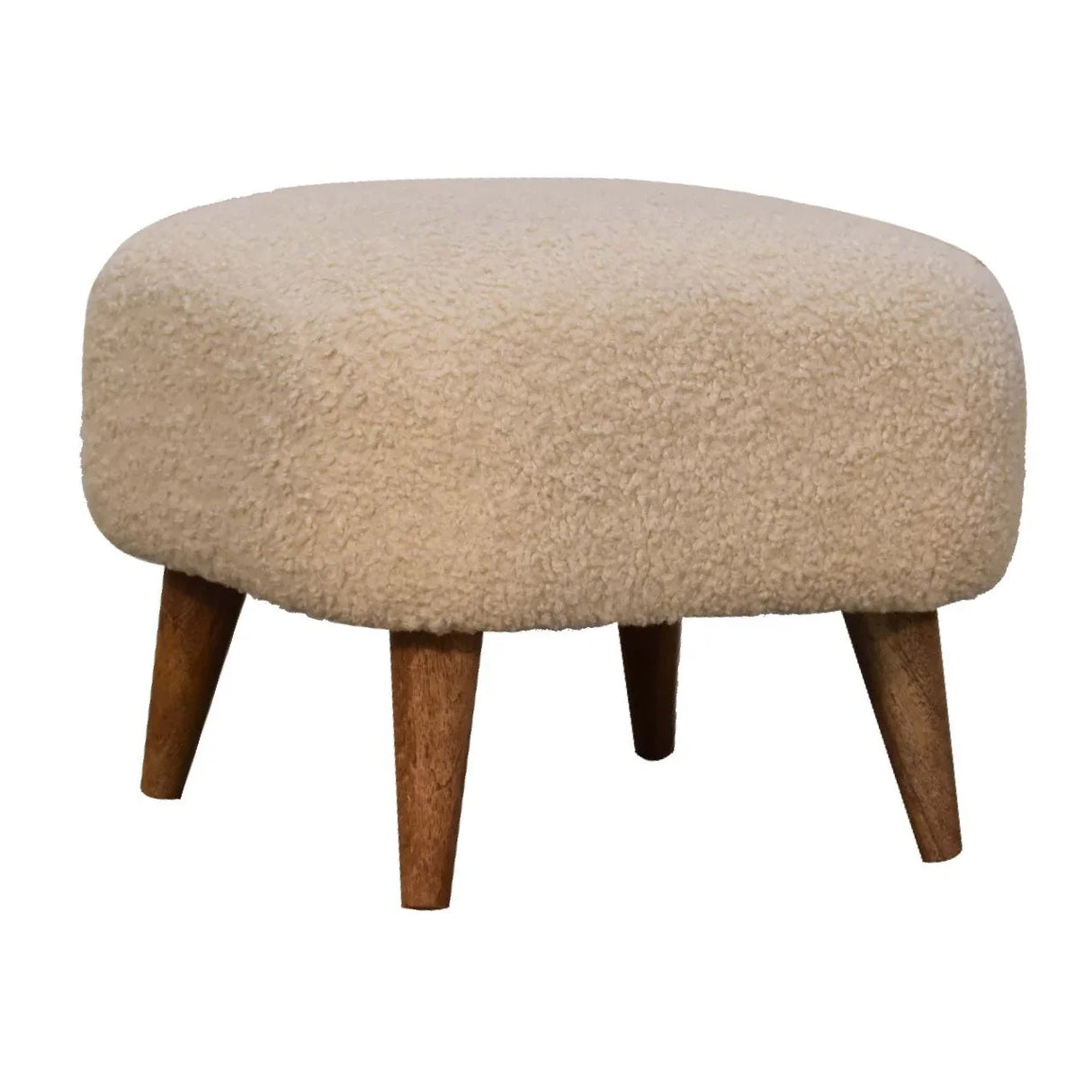 Boucle Square Footstool - Cream - Furniture Home Direct