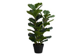 32" Tall, Artificial Plant, Fiddle Tree, Indoor, Faux, Fake, Floor, Greenery, Potted, Real Touch, Decorative - Green / Black - Furniture Home Direct