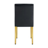 Dining Chairs Four Modern PU Leather Gold Legs Black - Furniture Home Direct