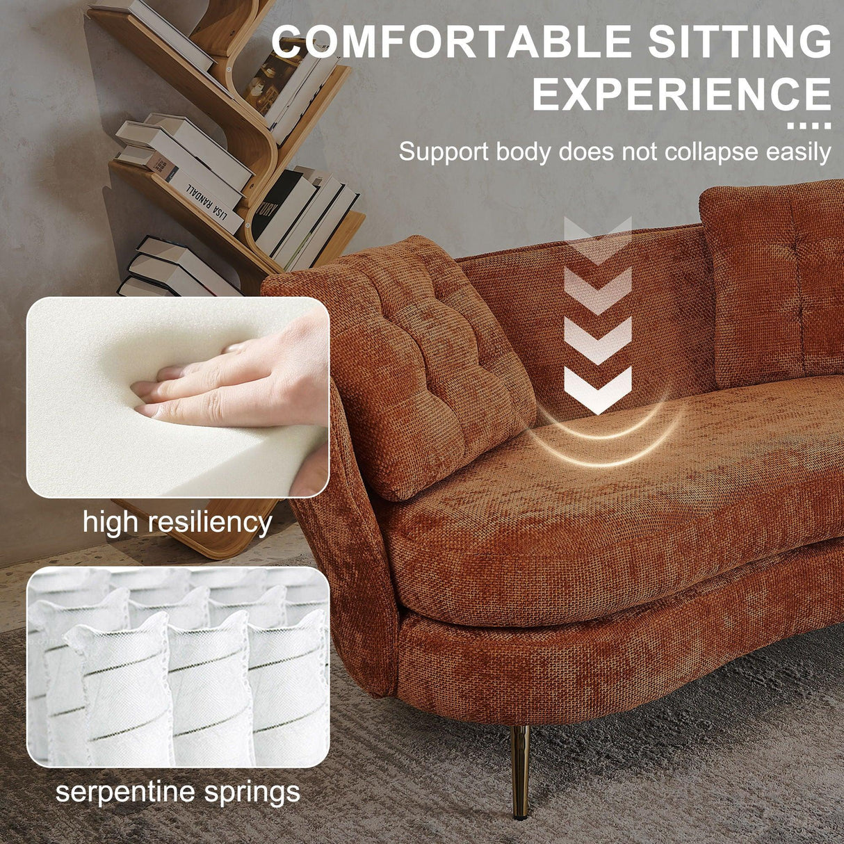 Loveseat Sofa, Upholstered Couch With Metal Legs - Furniture Home Direct