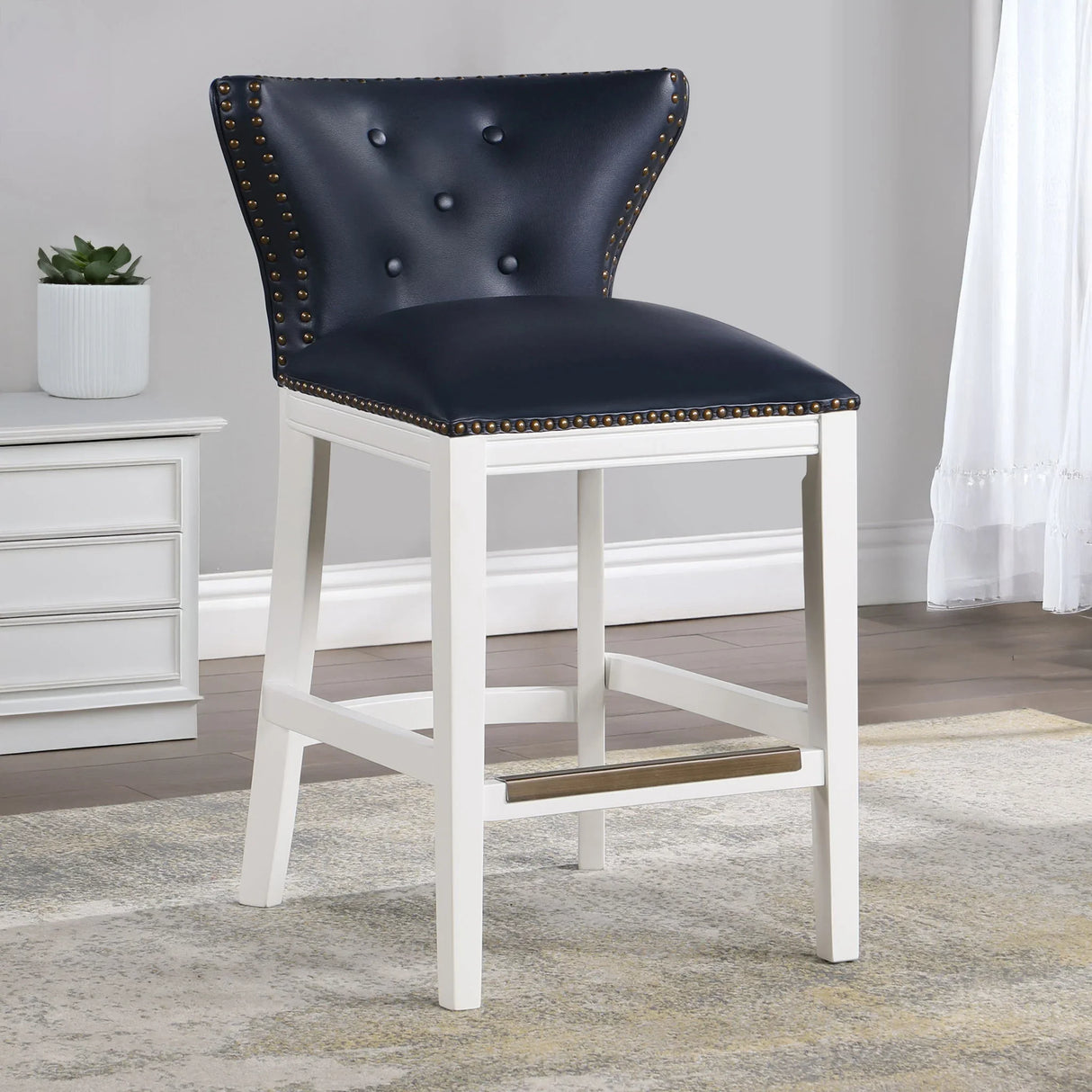 Macon - Counter Stool With Accents - Dark Blue - Furniture Home Direct