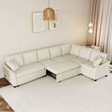 L-Shaped Sofa Convertible Sofa Bed Pull Out Sofa Sleeper With Two Back Pillows, Two USB Ports And Two Power Sockets For Living Room - Furniture Home Direct