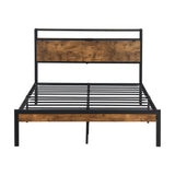 Metal Platform Bed Frame With Wooden Headboard And Footboard With USB Liner, No Box Spring Needed, Under Bed Storage - Furniture Home Direct