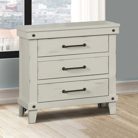 3 Drawer Elegant Nightstand - White - Furniture Home Direct