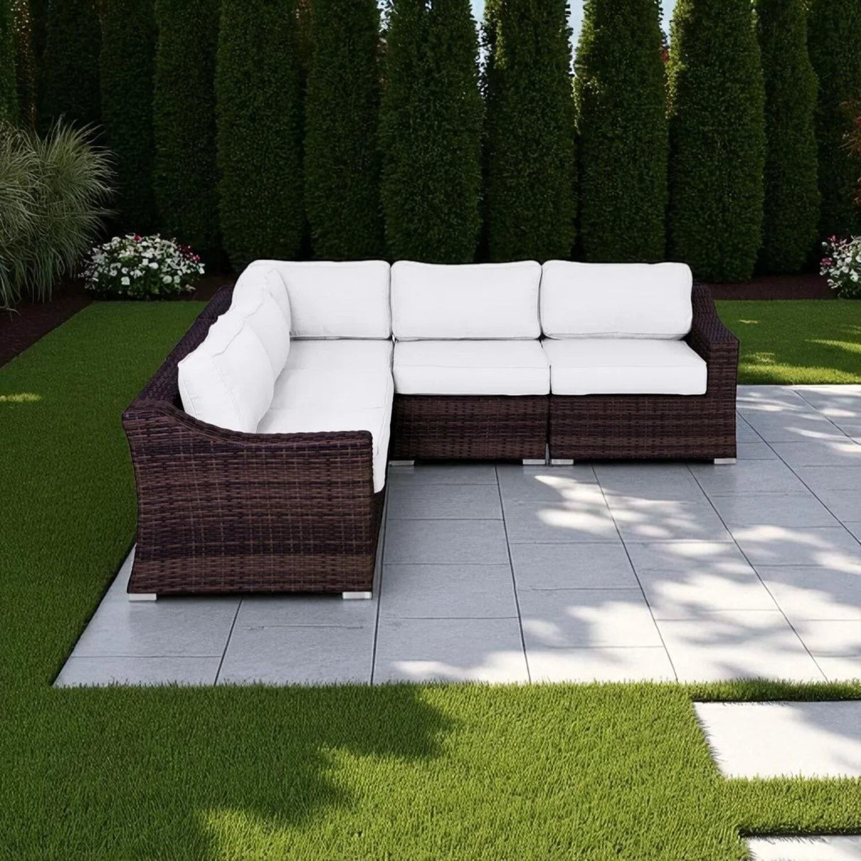 Outdoor Wicker Sofa Seating Group With Cushions - Furniture Home Direct
