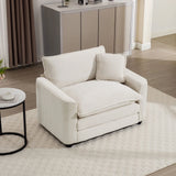 Modern Classic Corduroy Fabric Single Chair Deep Seat Sofa With Pillow - Furniture Home Direct