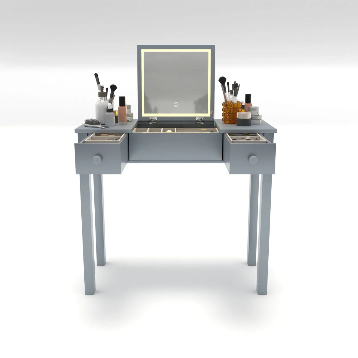 Vanity Table With LED Lights, Flip-Top Mirror And 2 Drawers, Jewelry Storage - Furniture Home Direct