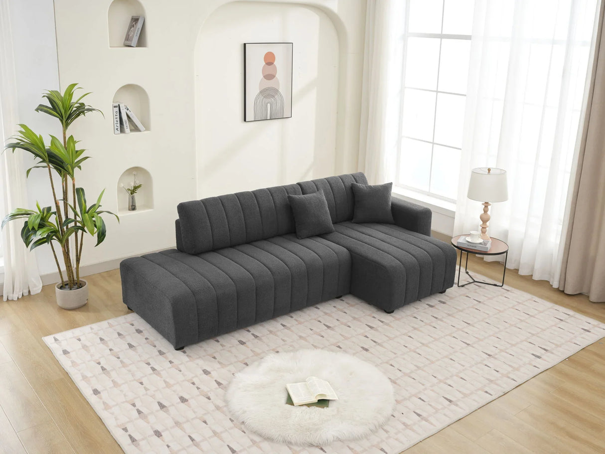 Jessica - Lamb Wool Sectional Sofa With Chaise - Furniture Home Direct